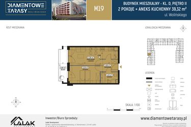Rzut - Mieszkanie na sprzedaż 2 pokoje o powierzchni 39,32 m² - numer DM19 w Diamentowe Tarasy