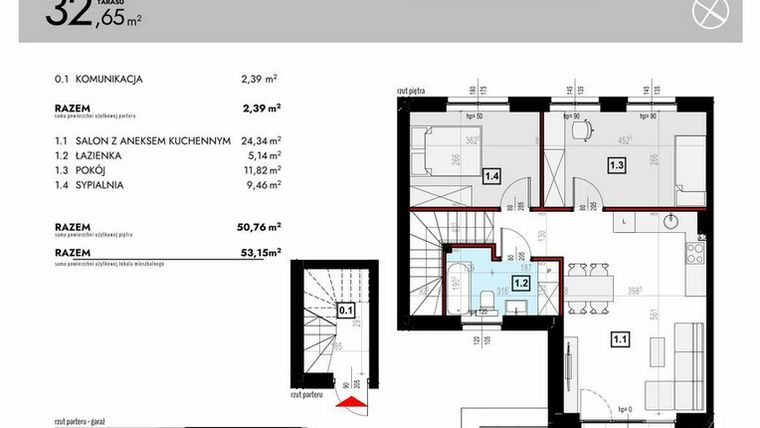 Rzut - Mieszkanie na sprzedaż 3 pokoje o powierzchni 70,06 m² - numer L3/2 w Osiedle Malarska etap VII