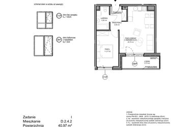 Rzut - Mieszkanie na sprzedaż 2 pokoje o powierzchni 40,97 m² - numer D.2.4.2 w Rumia Centralna