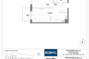 Rzut - Mieszkanie na sprzedaż 2 pokoje o powierzchni 41,5 m² - numer 7M02 w Początek Piątkowo bud. I