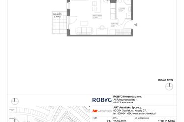Rzut - Mieszkanie na sprzedaż 1 pokój o powierzchni 29,17 m² - numer 3.10.2M04 w Szumilas etap III
