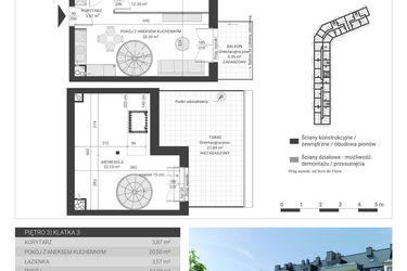 Rzut - Mieszkanie na sprzedaż 2 pokoje o powierzchni 62,47 m² - numer 77 w Ignatki Forest etap II