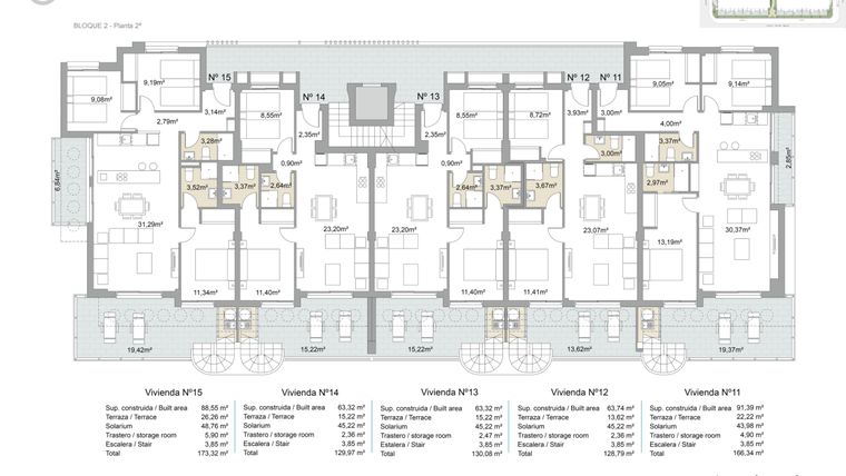 Rzut - Mieszkanie na sprzedaż 2 pokoje o powierzchni 128,79 m² - numer 2-2-12 w Apartamenty w Pilar de la Horadada - 35274430