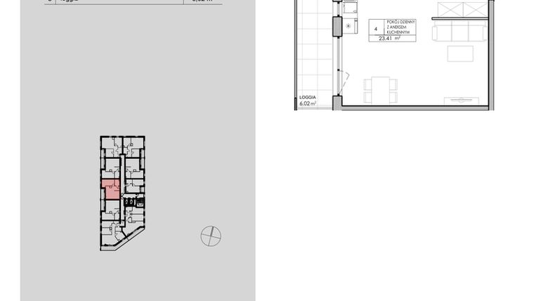 Rzut - Mieszkanie na sprzedaż 2 pokoje o powierzchni 48,55 m² - numer 2.A93 w Niebieski Bursztyn II