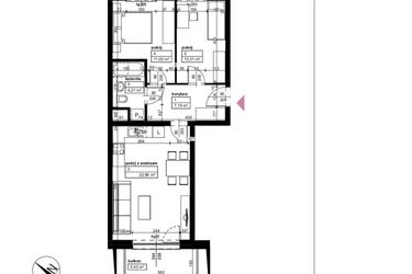 Rzut - Mieszkanie na sprzedaż 3 pokoje o powierzchni 55,59 m² - numer D1/2/1/6 w Malta Wołkowyska etap III