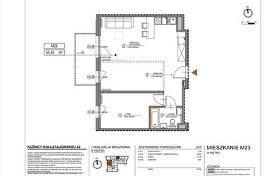 Rzut - Mieszkanie na sprzedaż 2 pokoje o powierzchni 55,55 m² - numer M23 w Kuźnicy Kołłątajowskiej 42
