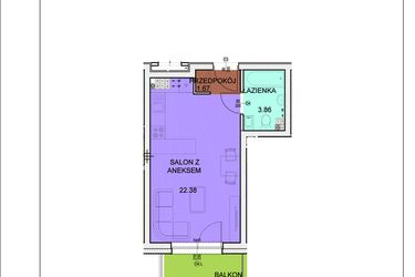 Rzut - Mieszkanie na sprzedaż 1 pokój o powierzchni 27,91 m² - numer A16 w Osiedle Zuchów