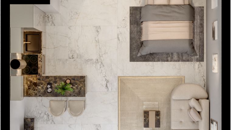 Rzut - Mieszkanie na sprzedaż 1 pokój o powierzchni 39,53 m² - numer B3/6/103 w GEMINI G-7