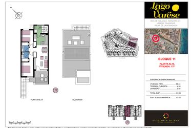 Rzut - Mieszkanie na sprzedaż 2 pokoje o powierzchni 63,59 m² - numer 17F w Residencial Lago Varese