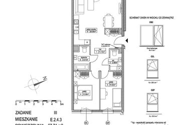 Rzut - Mieszkanie na sprzedaż 3 pokoje o powierzchni 67,79 m² - numer E.2.4.3 w Atut III