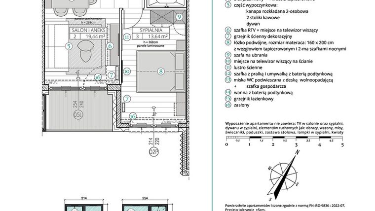 Rzut - Mieszkanie na sprzedaż 2 pokoje o powierzchni 41,93 m² - numer A.4.11 w Remedium