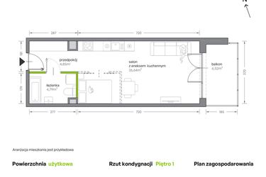 Rzut - Mieszkanie na sprzedaż 1 pokój o powierzchni 36,28 m² - numer A.067 w Żabiniec Vita