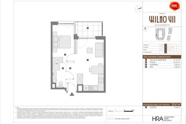 Rzut - Mieszkanie na sprzedaż 2 pokoje o powierzchni 35,41 m² - numer C.76 w Osiedle Wilno VII etap 3