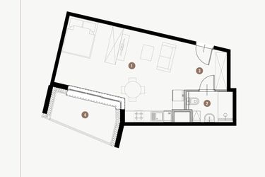 Rzut - Mieszkanie na sprzedaż 1 pokój o powierzchni 37,14 m² - numer II.8.3 w Tuwima Apartments