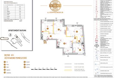 Rzut - Mieszkanie na sprzedaż 3 pokoje o powierzchni 63,34 m² - numer B4.P1.M4 w Faktoria Młyn