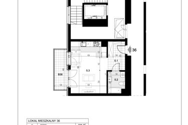 Rzut - Mieszkanie na sprzedaż 1 pokój o powierzchni 33,71 m² - numer C1.36 w Centralna 51C