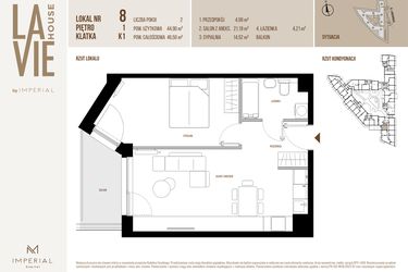 Rzut - Mieszkanie na sprzedaż 2 pokoje o powierzchni 44,9 m² - numer 8 w La Vie House