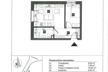 Rzut - Mieszkanie na sprzedaż 2 pokoje o powierzchni 34,19 m² - numer 2 w Słoneczne Świnoujście