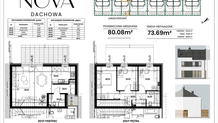 Rzut - Dom na sprzedaż 4 pokoje o powierzchni 80,01 m² - numer B4 w Nova Dachowa II