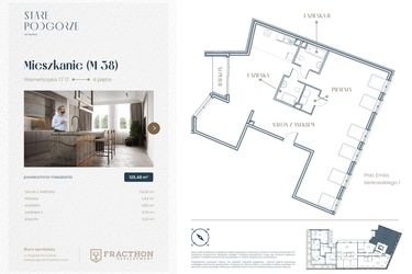 Rzut - Mieszkanie na sprzedaż 1 pokój o powierzchni 125,48 m² - numer M.38 w Stare Podgórze