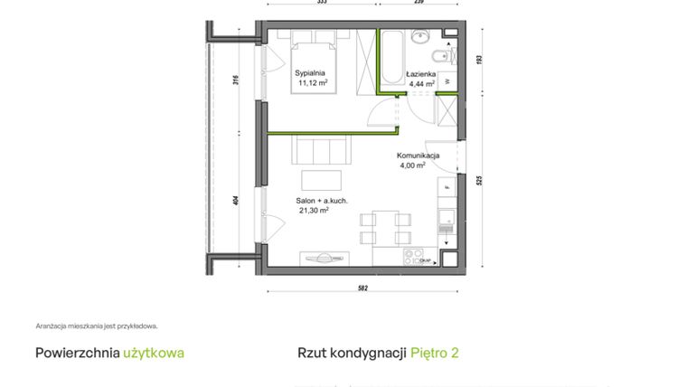 Rzut - Mieszkanie na sprzedaż 2 pokoje o powierzchni 40,86 m² - numer E2/H/08 w Orawska Vita