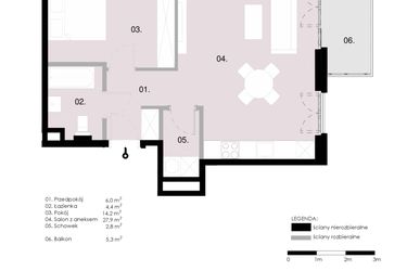 Rzut - Mieszkanie na sprzedaż 2 pokoje o powierzchni 55,32 m² - numer M2.06 w Wola Vert