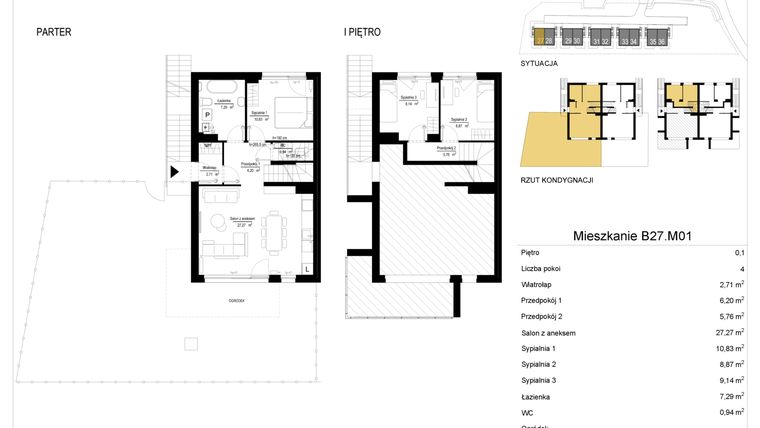 Rzut - Mieszkanie na sprzedaż 4 pokoje o powierzchni 79,29 m² - numer 27.1 w River Park