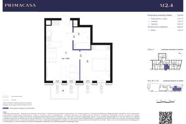 Rzut - Mieszkanie na sprzedaż 2 pokoje o powierzchni 39,89 m² - numer B3 – M2.4 w Primacasa