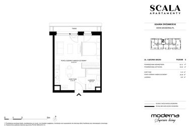 Rzut - Mieszkanie na sprzedaż 1 pokój o powierzchni 34,13 m² - numer G-64 (E) w Scala