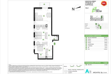 Rzut - Mieszkanie na sprzedaż 4 pokoje o powierzchni 75,26 m² - numer A.86 w Osiedle Zielna IV