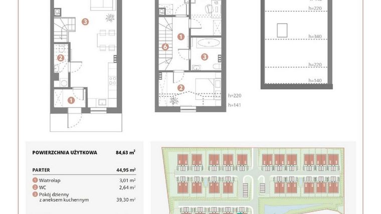 Rzut - Dom na sprzedaż 4 pokoje o powierzchni 84,63 m² - numer 1B w Bursztynova Polana