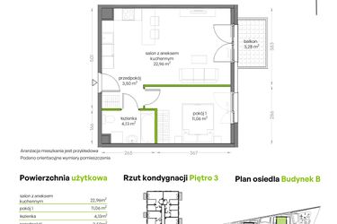 Rzut - Mieszkanie na sprzedaż 2 pokoje o powierzchni 41,65 m² - numer B/3/43 w Niepołomicka Vita