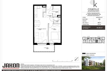 Rzut - Mieszkanie na sprzedaż 2 pokoje o powierzchni 40,88 m² - numer 34B.11 w Osiedle Konopnickiej etap II