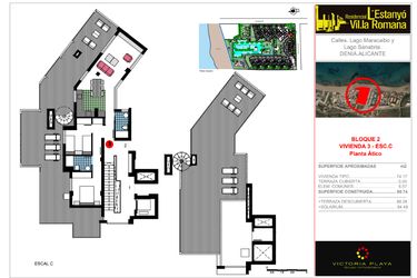 Rzut - Mieszkanie na sprzedaż 2 pokoje o powierzchni 80,74 m² - numer A-C-3 w Residencial L 'Estanyo Vil.la Romana