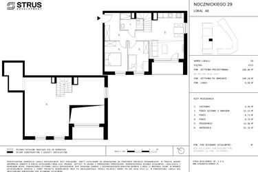 Rzut - Mieszkanie na sprzedaż 3 pokoje o powierzchni 108,24 m² - numer A8.P8 w Nocznickiego 29 bud. A