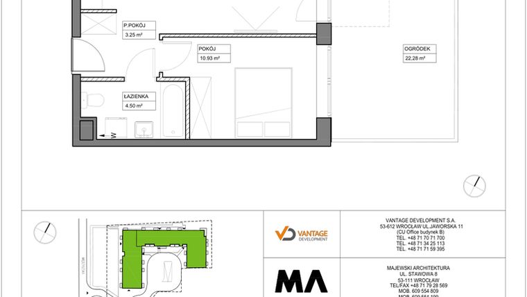 Rzut - Mieszkanie na sprzedaż 2 pokoje o powierzchni 39,38 m² - numer PT/A/0/2 w Przystanek Tarnogaj