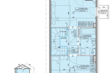 Rzut - Dom na sprzedaż 3 pokoje o powierzchni 68,42 m² - numer 10B w Osiedle Słoneczne