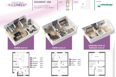 Rzut - Dom na sprzedaż 4 pokoje o powierzchni 123,39 m² - numer 13b w Osiedle Pastell