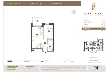Rzut - Mieszkanie na sprzedaż 2 pokoje o powierzchni 46,35 m² - numer PK-LM-18 w Plastyczna Kamienica przy Sympatycznej