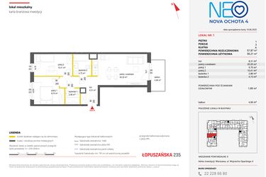 Rzut - Mieszkanie na sprzedaż 3 pokoje o powierzchni 57,87 m² - numer 5 w Neo Nova Ochota 4