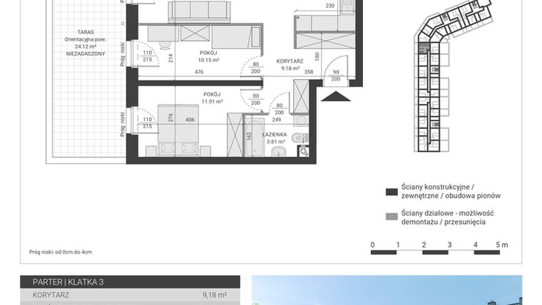 Rzut - Mieszkanie na sprzedaż 3 pokoje o powierzchni 62,64 m² - numer 53 w Ignatki Forest etap II