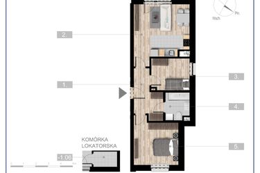 Rzut - Mieszkanie na sprzedaż 3 pokoje o powierzchni 52,8 m² - numer 34 w Szczytno Dąbrowskiego - etap 3