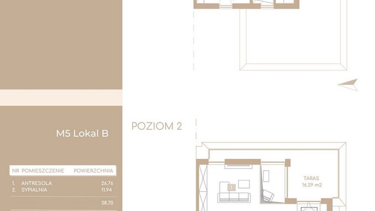 Rzut - Mieszkanie na sprzedaż 5 pokoi o powierzchni 121,34 m² - numer M5.B w Królowej Jadwigi Residence II