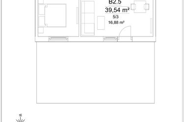 Rzut - Mieszkanie na sprzedaż 2 pokoje o powierzchni 39,54 m² - numer B2.5 w Osiedle Versus