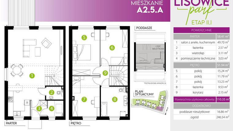 Rzut - Mieszkanie na sprzedaż 4 pokoje o powierzchni 110,35 m² - numer A.2.5.A w Lisowice Milo Dobry Deweloper