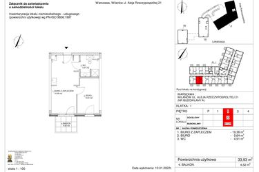 Rzut - Lokal użytkowy na sprzedaż 2 pokoje o powierzchni 33,93 m² - numer 22 w RZ21