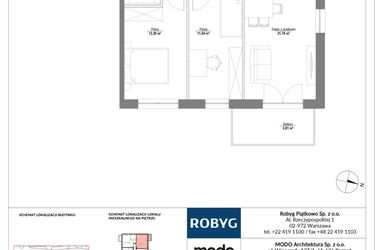 Rzut - Mieszkanie na sprzedaż 3 pokoje o powierzchni 57,2 m² - numer E.3M22 w Początek Piątkowo bud. E