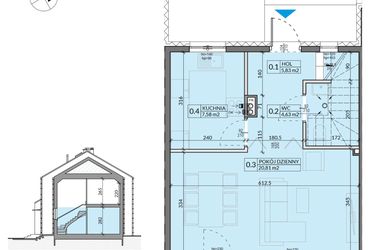 Rzut - Dom na sprzedaż 4 pokoje o powierzchni 77,26 m² - numer 2 w Ahoj Pogórze
