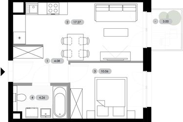 Rzut - Mieszkanie na sprzedaż 2 pokoje o powierzchni 35,67 m² - numer B.1.M3 w Nowe Radwanice
