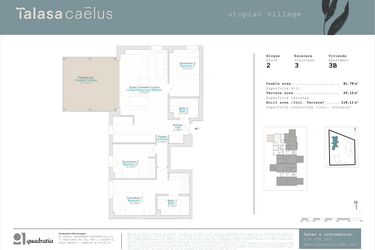 Rzut - Mieszkanie na sprzedaż 3 pokoje o powierzchni 81,78 m² - numer 2.3B w Talasa Caelus I